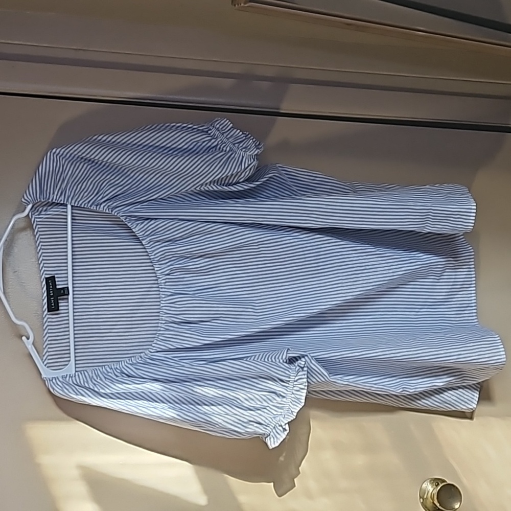 Lane Bryant Blue Puff Sleeve Smocked Blouse